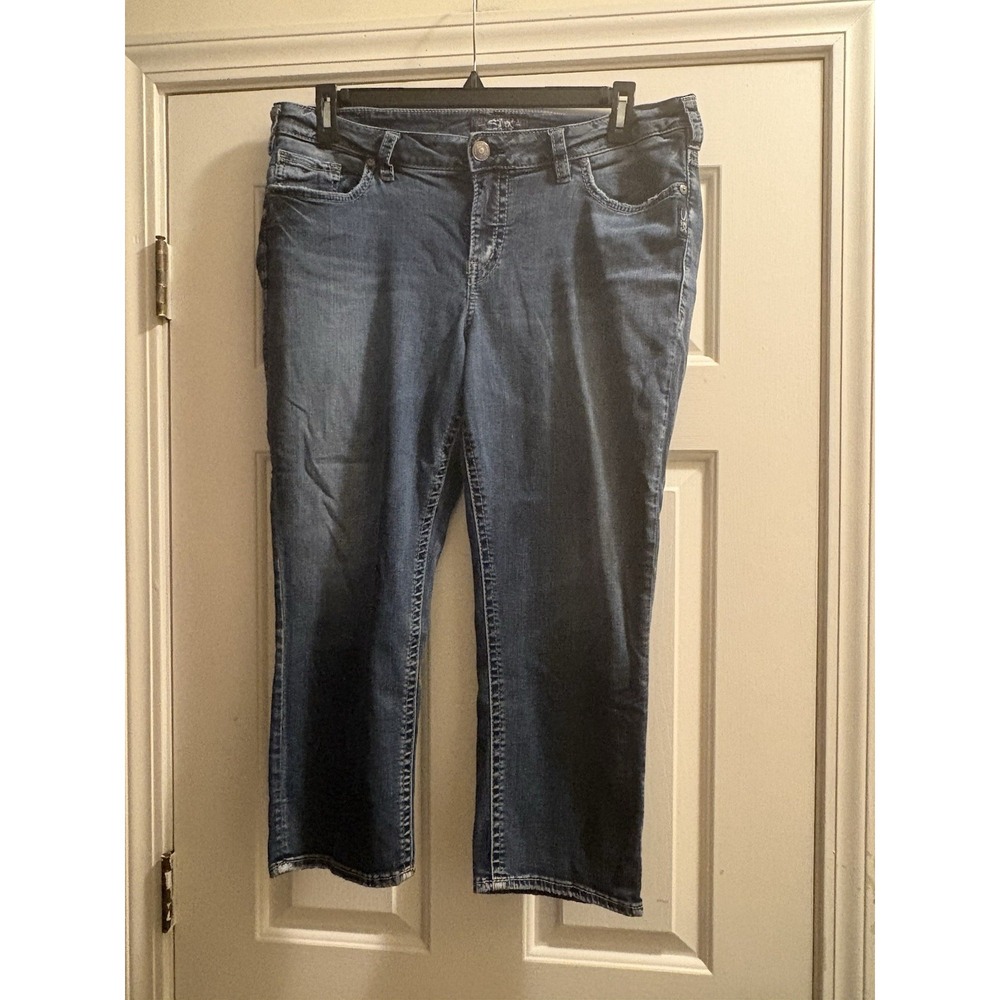 Silver Jeans Co Suki Mid Capri Womens Size 16 L22.5 Stretch Denim Blue Capri Jea
